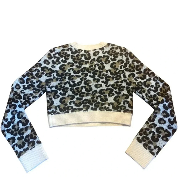 Lovers + Friends Hali Leopard Crop Sweater in Brown/Black Multi- Sz M - Picture 4 of 8
